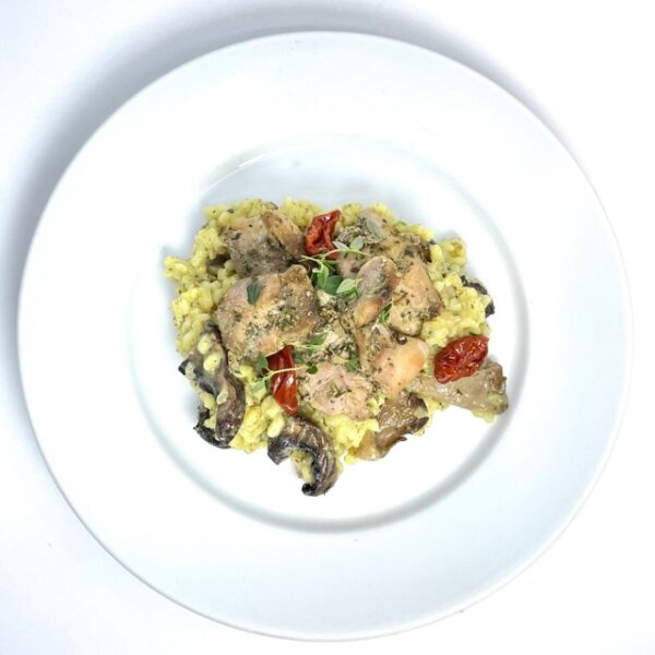 Skogssvampsrisotto med örtkyckling 1 port